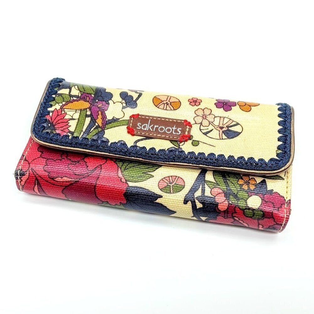 Sakroots Peace Multicolor Coated Canvas Trifold Wallet